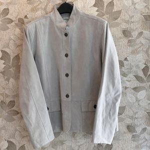 Chico's Leather Jacket Light Gray Size 2